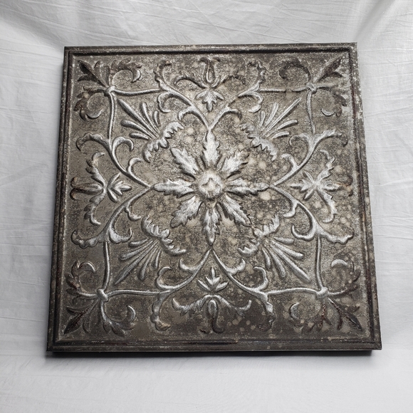 Unbranded Wall Decor Distressed Metal Tin Ceiling Tile Wall Art